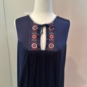 Vintage MCM red white and blue nightgown size small